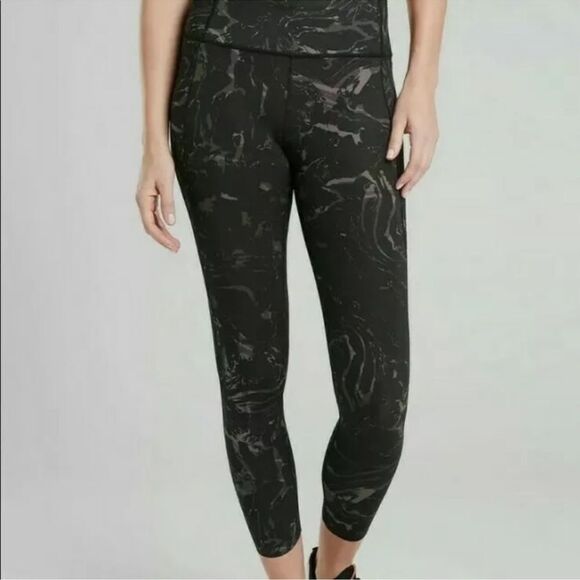Athleta Velocity Stash Pocket Marble 7/8 Tight S - Picture 1 of 5
